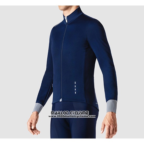 2019 Maillot Ciclismo La Passione Bleu Gris Manches Longues et Cuissard